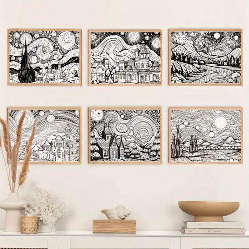 1pc Van Gogh Starry Sky Art Style Coloring Book